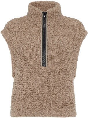 Fleecy Cashmere Sweater Vest With Precious Half Zip