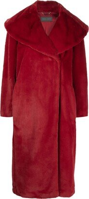 Wide-Lapel Faux-Fur Maxi Coat