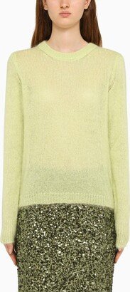 Acid green mohair crew-neck sweater