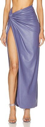 Stretch Faux Leather Long Twist Sarong in Purple