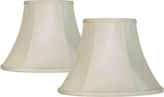 Imperial Shade Set of 2 Creme Bell Small Lamp Shades 6 Top x 12 Bottom x 9 High (Spider) Replacement with Harp and Finial