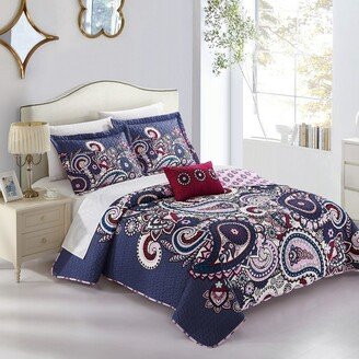 Chic Home Design Gaara 4 Piece Reversible Quilt Cover Set Bohemian Inspired Large Scale Paisley Print