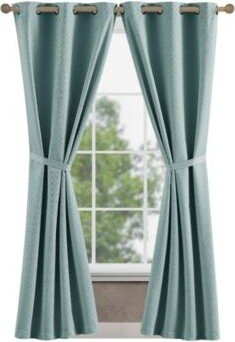 Faye Textured Blackout Grommet Window Curtain Panel Pair With Tiebacks Collection