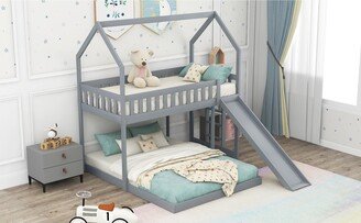 Marsha Twin over Full House Bunk Bed with Slide