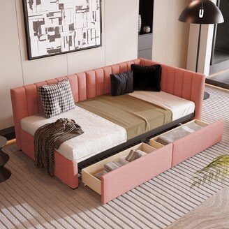 IGEMAN 79L Pink Upholstered Sofa Bed Daybed, Twin Size