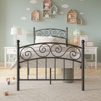 GREATPLANINC Modern Easy Assembly Metal Twin Bed Frame with Headboard and Footboard,Enough Storage Space