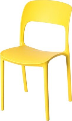 Fabulaxe Modern Molded Plastic Outdoor Dining Chair with Open Curved Back