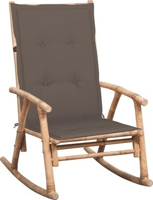 Rocking Chair with Cushion Bamboo - 26 x 33.9 x 41.3-AB