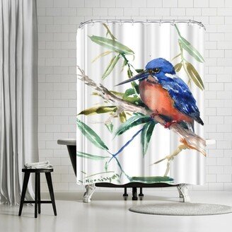 71 x 74 Shower Curtain, Azure Kingfisher 2 by Suren Nersisyan