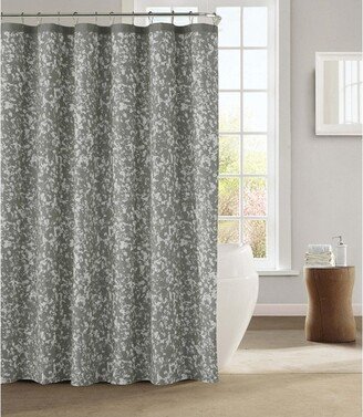 Kate Aurora Shabby Chic Living Water Color Floral Fabric Shower Curtain - Standard Size - Charcoal