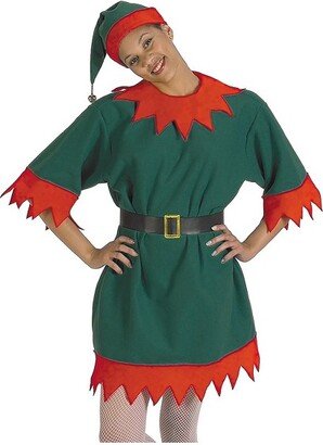 Halco Adult Christmas Elf Tunic with Hat Costume - One Size Fits Most - Green