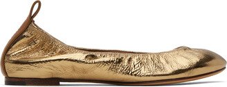 Gold Leather Ballerina Flats