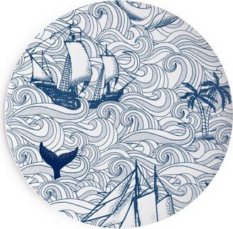 Salad Plates: Vintage Nautical Journey Salad Plate, Blue