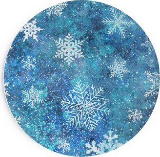 Salad Plates: Whinsical Snowflakes Handpainted With Watercolors - Blue Salad Plate, Blue