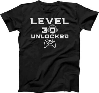 Generic 30th Birthday T-Shirt for Men Level 30 Unlocked Gamers Game Console Birthday Funny Gift Black-AB