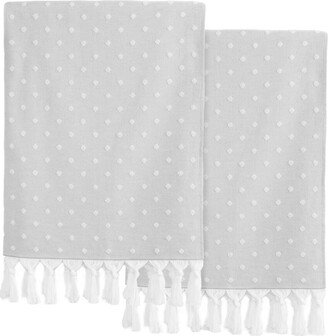 Set Of 2 Ephesus Polka Dot Turkish Cotton Pestemal Beach Towels-AA