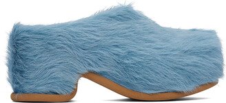 Blue Faux-Fur Clogs