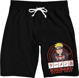 Naruto Shippuden Ichiraku Ramen Shop Men's Black Sleep Pajama Shorts-Large