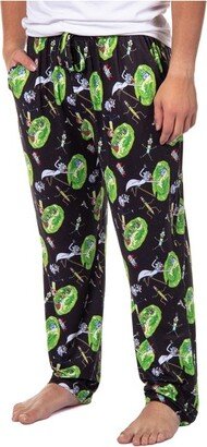 Rick and Morty Mens' TV Show Series Portal Tossed Print Sleep Pajama Pants (5XL) Black