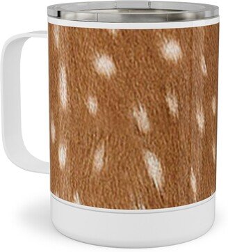 Travel Mugs: Bright Deer Hide- Brown Stainless Steel Mug, 10Oz, Brown