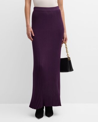 Ribbed Knit Straight Maxi Skirt