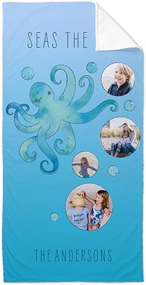 Towels: Bubbly Octopus Towel, Blue