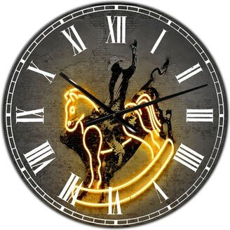 Designart Neon Rodeo Horse Oversized Modern Wall Clock - 38