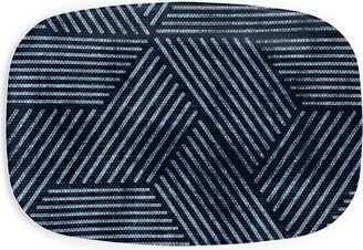 Serving Platters: Cadence Triangles - Denim Serving Platter, Blue