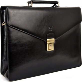 David Wej Smooth Leather Briefcase – Black