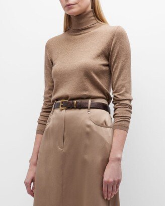 Cashmere Blend Turtleneck Sweater with Lurex Detail-AA