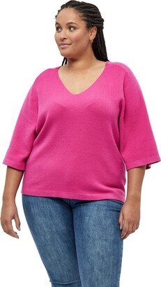 Peppercorn Women's Rosalia V-Neck Half Sleeve Knit Pullover Curve UK | Autumn Ladies Jumpers | Size 18 3-4