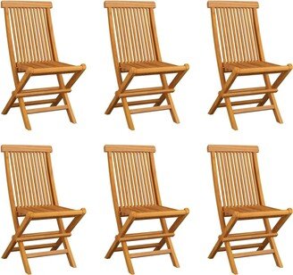 Folding Patio Chairs 6 pcs Solid Teak Wood