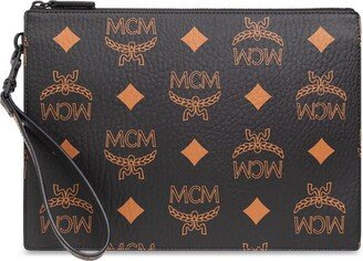 Monogrammed Zip-Up Clutch Bag