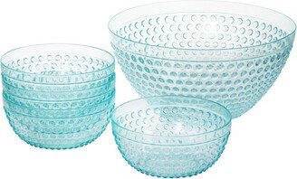 Home Plastic Bowl Set with Serving Bowl in Light Blue