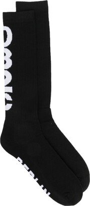 Intarsia-Knit Logo Socks-AD