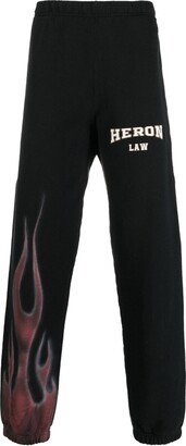 Flame-Print Cotton Track Pants