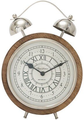 Brown Mango Wood Clock with Bell Style Top