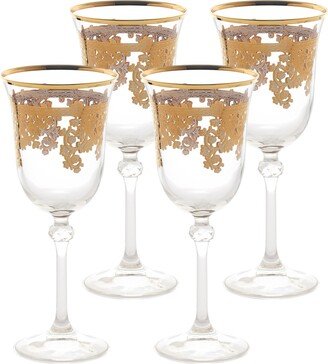 Embellished 24K Gold Crystal Water Glasses, Set of 4