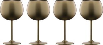 12 Oz Brushed Gold Stainless Steel Red Wine Glasses, Set of 4