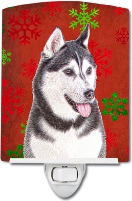 Red Snowflakes Holiday Christmas Alaskan Malamute Ceramic Night Light