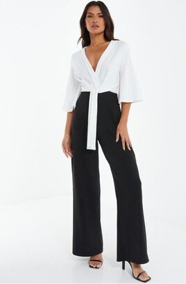 Women's Two Toned Scuba Crepe Jumpsuit