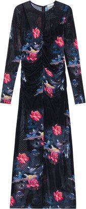 Floral-Print Ruched Maxi Dress