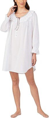 Cotton Lawn Woven Nightshirt (White) Women's Pajama