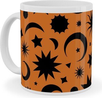 Mugs: Celestial Kilim - Orange And Black Ceramic Mug, White, 11Oz, Orange