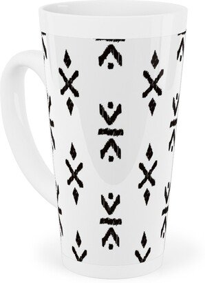 Mugs: Monochrome Tribal Print - Neutral Tall Latte Mug, 17Oz, White