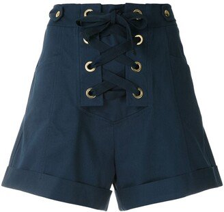 High-Waist Lace-Up Fastening Shorts