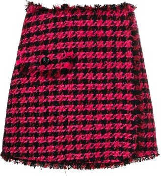 Tweed Houndstooth-Pattern Shorts