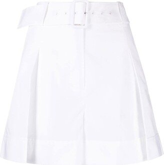 Pleat-Detail Belted Shorts