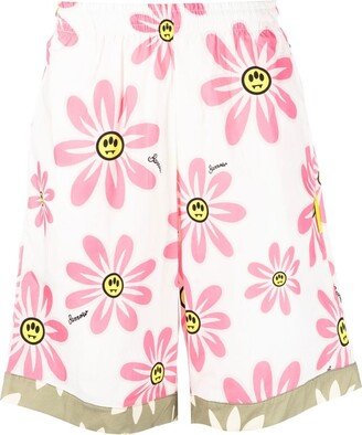 Flower-Print Knee-Length Shorts