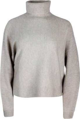 Funnel-Neck Long Sleeved Knitted Jumper